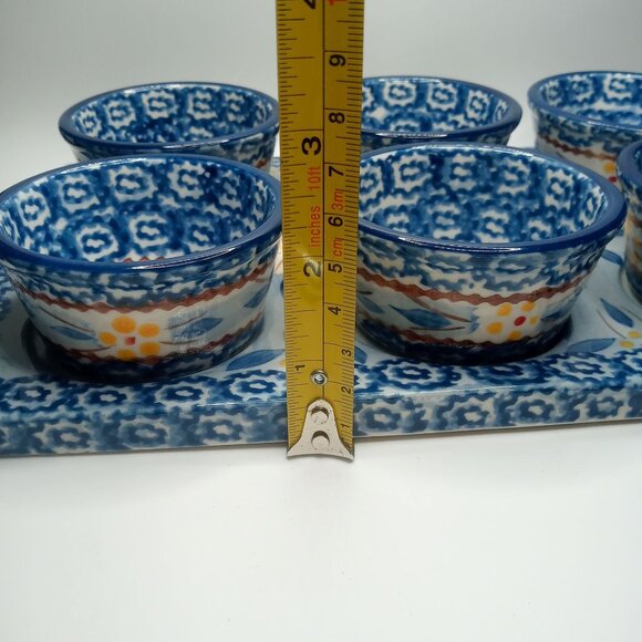 Temptation By Tara Old World Ovenware Serve Ware Set 6 Bowls & Serve Tray Blue - Picture 14 of 16